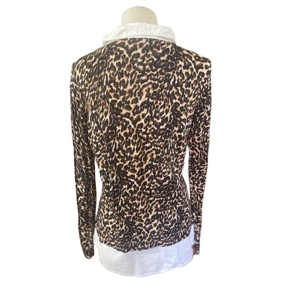 Faded Glory Animal Print Full Collar Lightweight Long Sleeve Blouse Size Large-E - Picture 2 of 8
